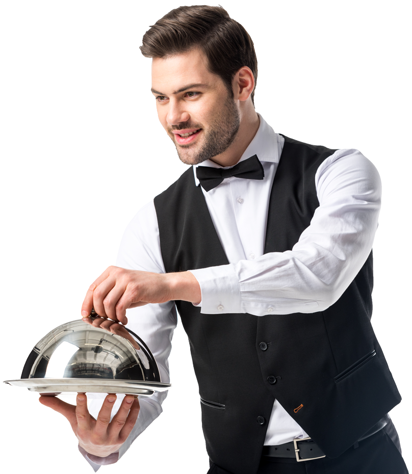 Waiter serving food