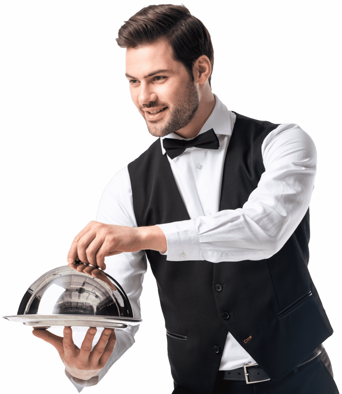 Waiter serving food