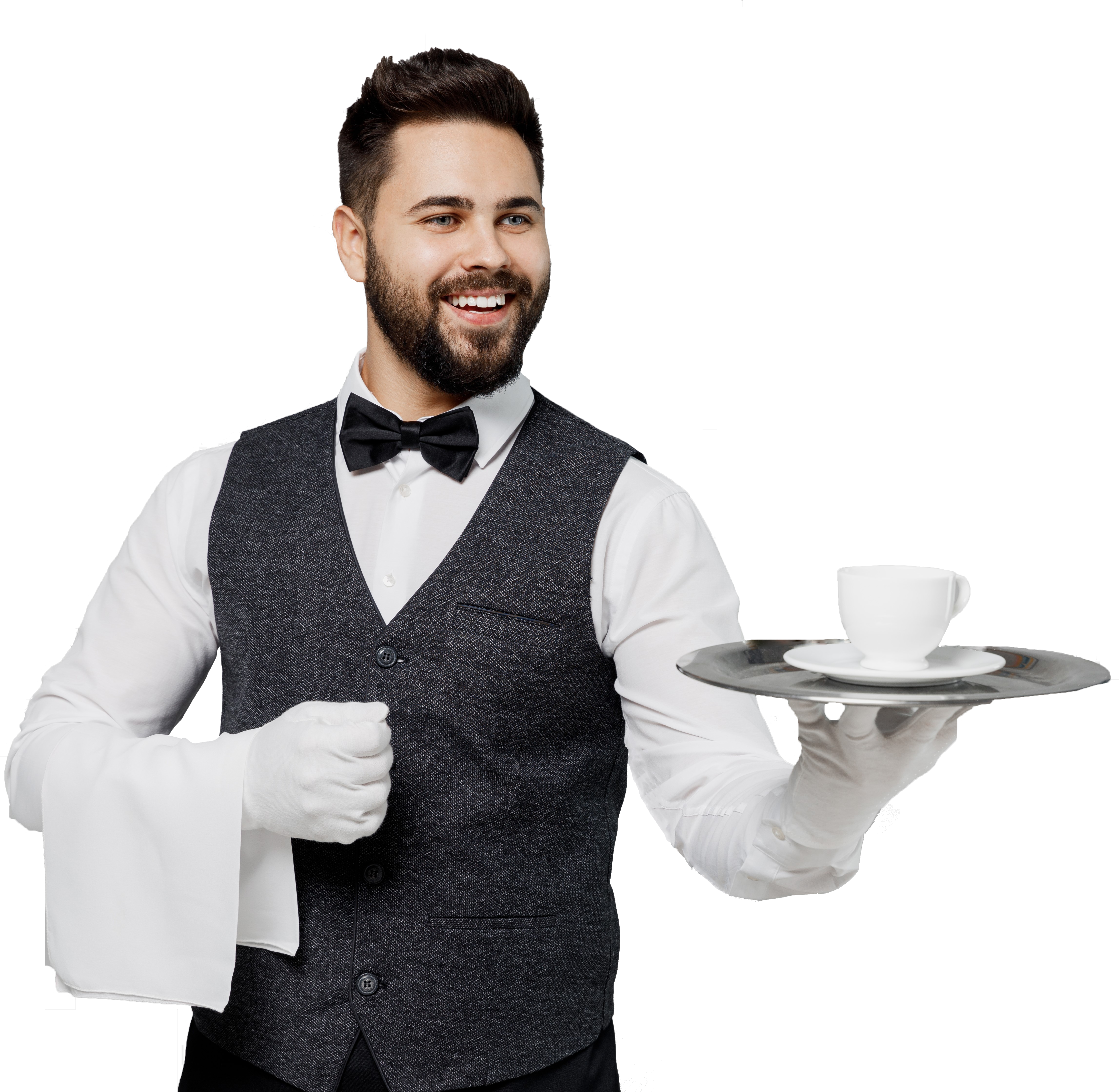Waiter serving food