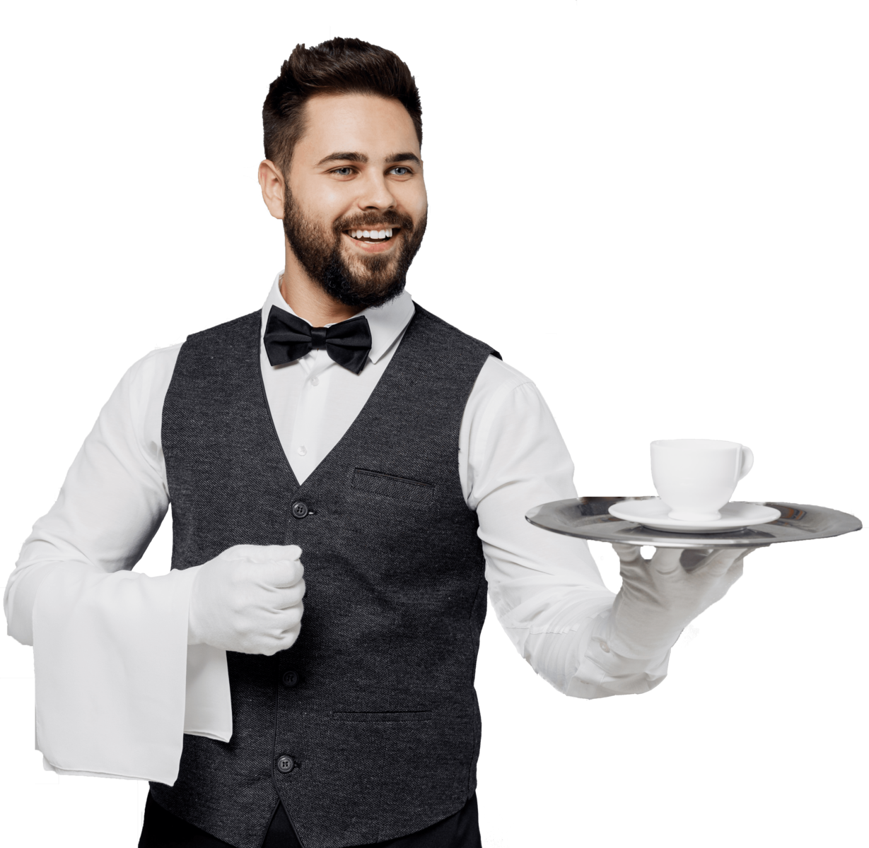 Waiter serving food