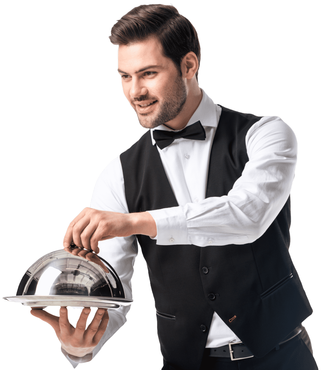 Waiter serving food